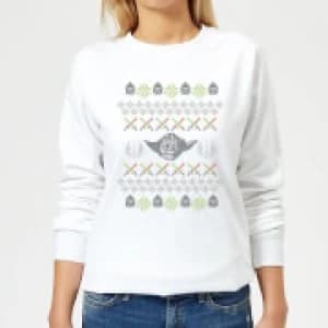 Image of Star Wars Yoda Knit Womens Christmas Sweatshirt - White - XXL