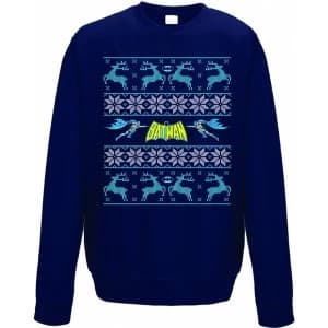 Image of Batman - Reindeer Mens Large Crewneck Sweatshirt - Blue