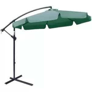 Image of Outsunny 2.7M Garden Cantilever Banana Parasol Sun Shade With Crank - Green
