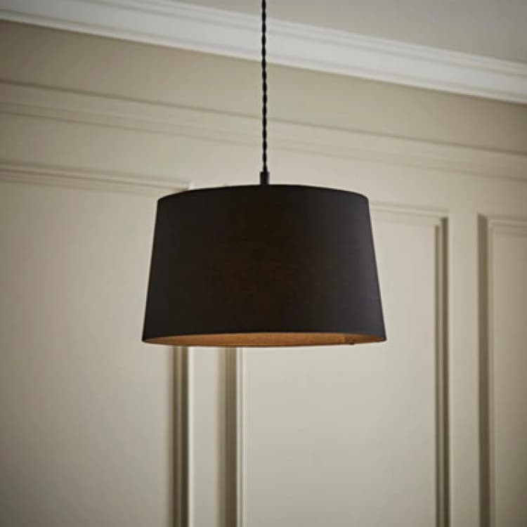 Image of ValueLights ValueLights Aspen Black Tapered Easy Fit Pendant Lamp Shade Size: Medium Black Medium Unisex 5016529274001