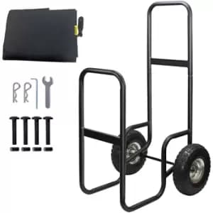 Image of Firewood Cart, 220 lbs Weight Capacity, Wood Carrier with Wheels, Binding Rope and Water-proof Tarp, Utility Log Rack for Storage or Move, Dolly