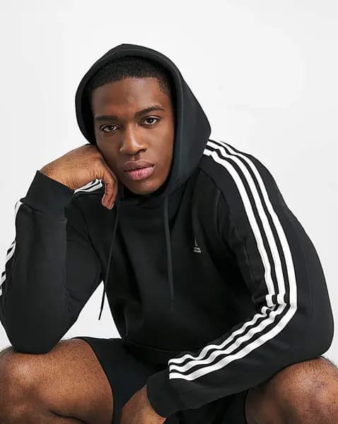 Image of Adidas adidas 3 Stripes Fleece Hoodie Black Male L40/44 DI07603
