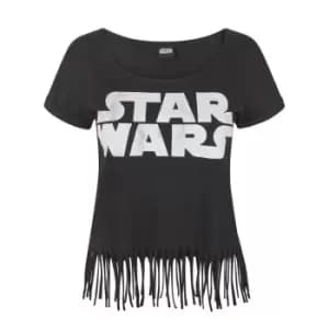 Image of Star Wars Womens/Ladies Logo Fringe Top (2XL) (Black)