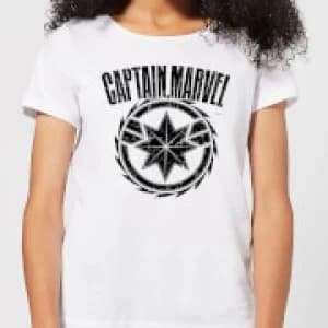 Image of Captain Marvel Logo Womens T-Shirt - White