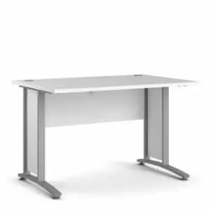 Image of Prima Desk with Silver Legs 120cm, white