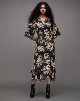 Image of AllSaints Delana Francoise Floral Maxi Wrap Dress
