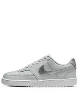 Image of Nike Court Vision Low Next Nature - Grey/Silver , White/Silver, Size 4, Women