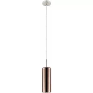 Image of Pendant Light Satin Nickel Shade Copper Coloured Glass Vaporized Bulb E27 1x15W