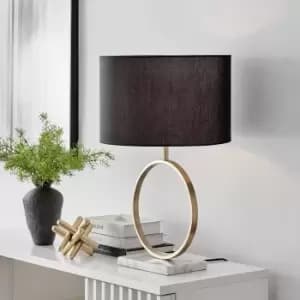 Image of Saffron Energy Efficient Gold Marble & Metal Table Lamp Light (Including Bulb)
