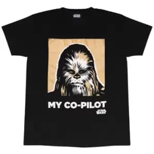 Image of Star Wars Womens/Ladies My Co-Pilot Chewbacca Boyfriend T-Shirt (3XL) (Black)