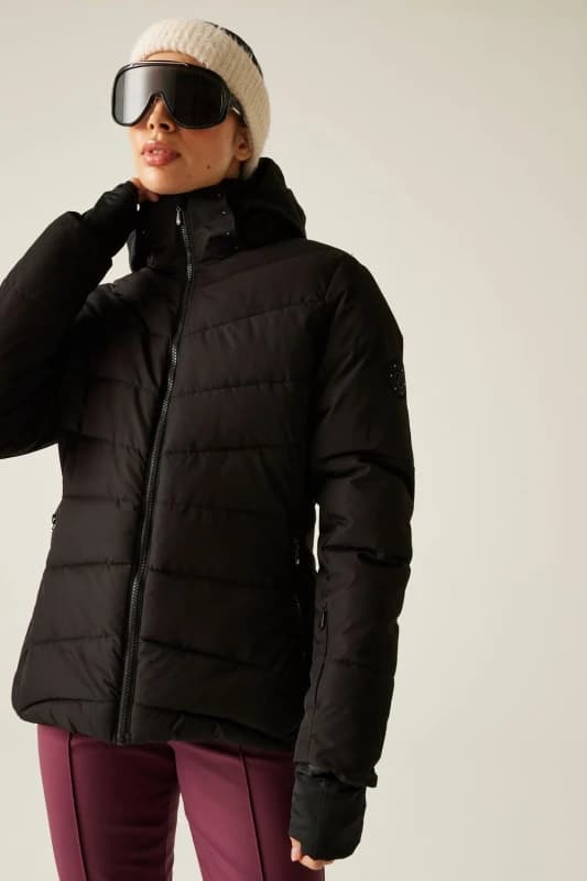 Image of Dare 2b Womens Glacial Waterproof Insulated Padded Ski Jacket in Jet Black Size: 18 Jet Black Female 18