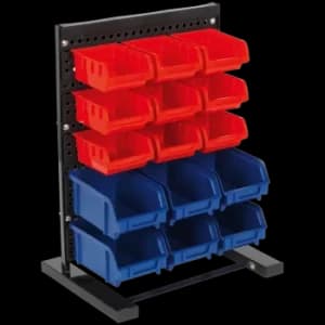 Image of Sealey Freestanding Bench Rack and 15 Storage Bins