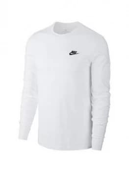 Image of Nike Club Long Sleeve T-Shirt - White/Black