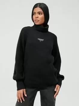 Image of Tommy Jeans Relaxed Lofty Turtle Sweater - Black, Size S, Women