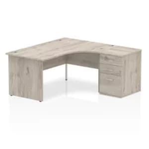 Image of Impulse 1600 Right Hand Panel End Workstation 600 Pedestal Bundle Grey Oak