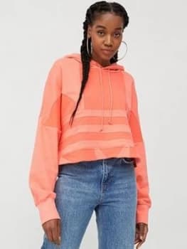 Image of Adidas Originals Large Logo Cropped Hoodie - Pink