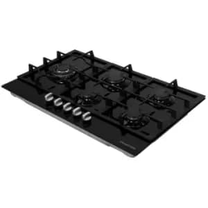 Image of Russell Hobbs RH86GH701B 90Cm Wide 5 Burner Glass Gas Hob - Black