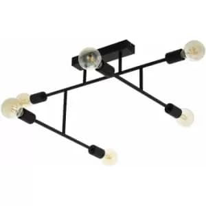Image of Pendant Ceiling Light Colour Black Chrome Criss Cross Design Bulb E27 6x40W