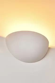 Image of Ceramic Wall Light Bowl Shaped Uplighter White Paintable Finish E14 (NO BULB)