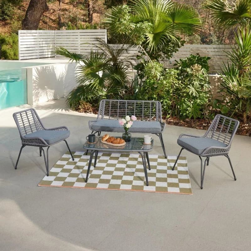Image of Home Detail Pampas Wicker Garden Lounge Set Grey