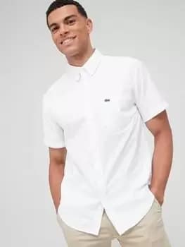 Image of Lacoste Regular Fit Short Sleeve Oxford Shirt - White Size M Men