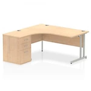 Image of Impulse 1600 Left Hand Cantilever Workstation 600 Pedestal Bundle Maple