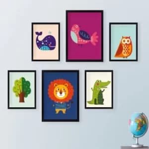 Image of SET_089 Multicolor Decorative Framed Painting (6 Pieces)