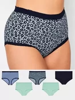 Image of Yours 5 Pack Animal Stripe Full Brief, Blue, Size 14-16, Women