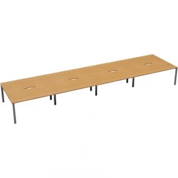 Image of 6 Person Double Bench Desk 1200X800MM Each - Silver/Beech
