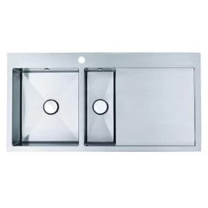 Image of Wickes Urbane 1.5 Bowl Rhd Kitchen Stainless Steel Sink and Drainer