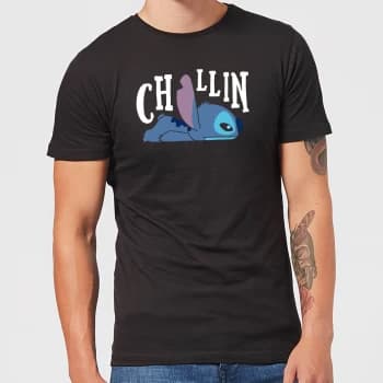 Image of Disney Lilo And Stitch Chillin Mens T-Shirt - Black - 3XL - Black