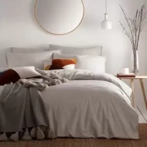 Image of The Linen Yard Claybourne Melange Print 100% Cotton Duvet Cover Set, Natural, King