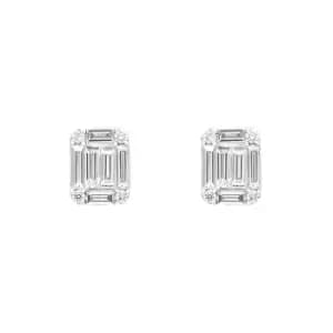 Image of 18ct White Gold 0.34ct Diamond Baguette Cut Cluster Stud Earrings