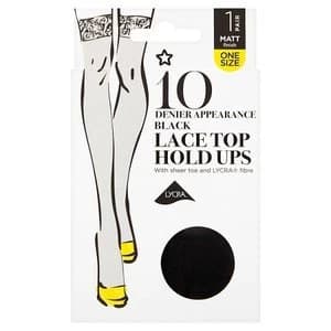 Image of Superdrug 1 Pack Sheer Lace Top Hold Up Black