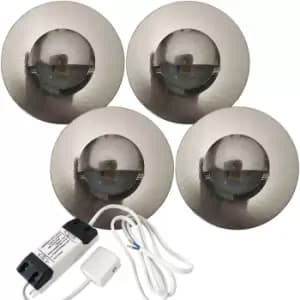 Image of Eyelid LED Plinth Light Kit 4x Round Spotlight Kitchen Bathroom Floor Kick Panel