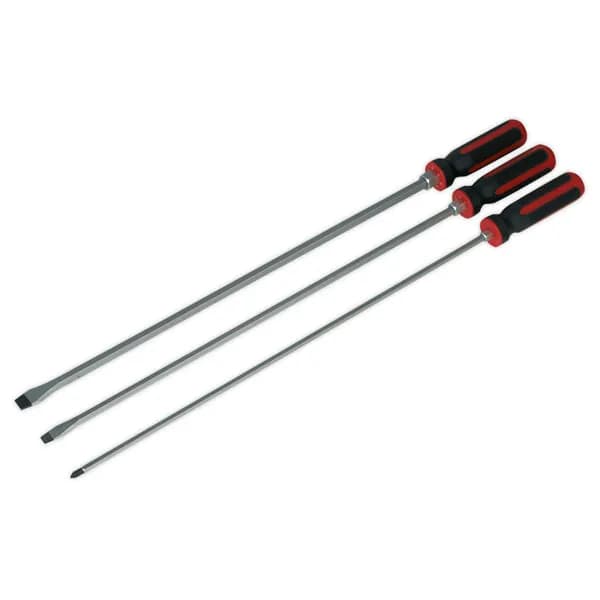 Image of Genuine SEALEY AK4906 Screwdriver Set 3pc 450mm Hammer-Thru