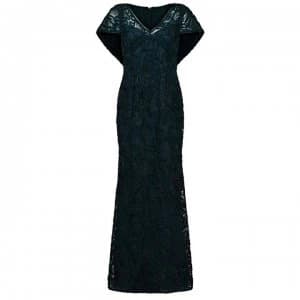 Image of Adrianna Papell Metallic Lace Mermaid Dress - DUSTY EMERALD