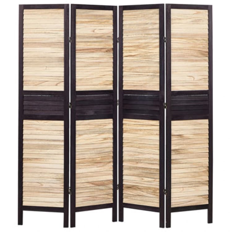 Image of Beliani 4 Panel Room Divider Brennerbad Brown/ Black 164cm 170 Cm