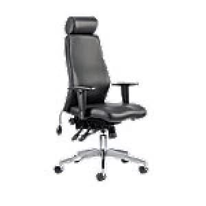 Image of Posture Chair Onyx Ergo With Headrest Black Bonded Leather With Adjustable Arms