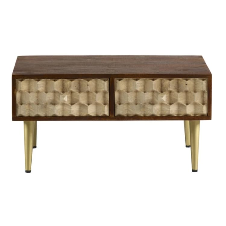 Image of Indian Hub Edison Coffee Table With 2 Drawers