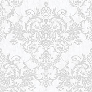 Image of Superfresco Easy Victorian Damask Silver Decorative Wallpaper - 10m