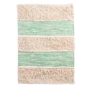 Image of Sass & Belle Green Scandi Boho Tufted Stripe Rug