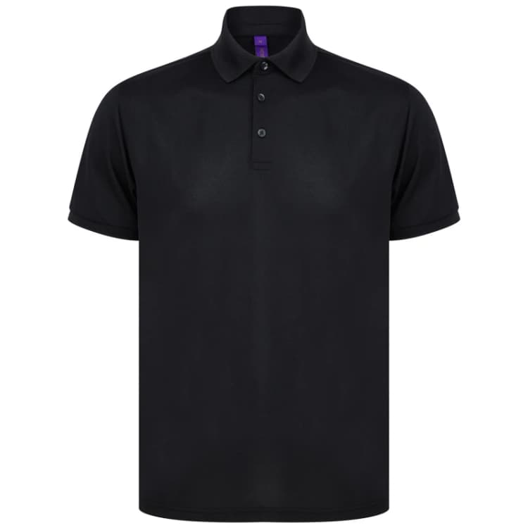 Image of Henbury Mens Polo Shirt in Black Size: XS Black Male XS