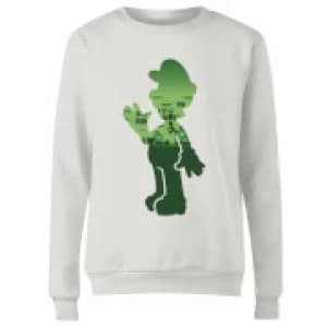 Image of Nintendo Super Mario Luigi Silhouette Womens Sweatshirt - White - L