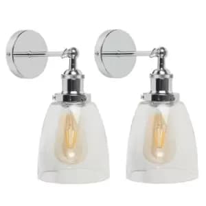 Image of Ezrah Pair of Silver Indoor Wall Lantern
