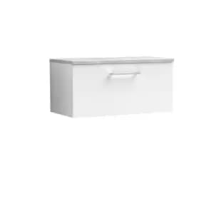Image of Nuie Arno 800mm Wall Hung Single Drawer Vanity & Bellato Grey Laminate Top Gloss White
