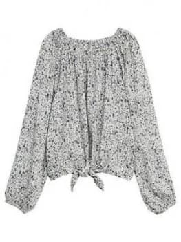 Image of Mango Teen Girls Floral Blouse - White, Size Age: Xs, Women