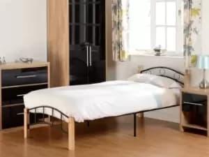 Image of Seconique Luton 3ft Single Black and Beech Metal Bed Frame