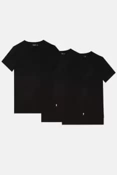 Image of Mens 3 Pack Black Muscle Fit Crew Neck T-Shirts