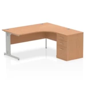 Image of Impulse 1600 Right Hand Wire Managed Workstation 600 Pedestal Bundle Oak